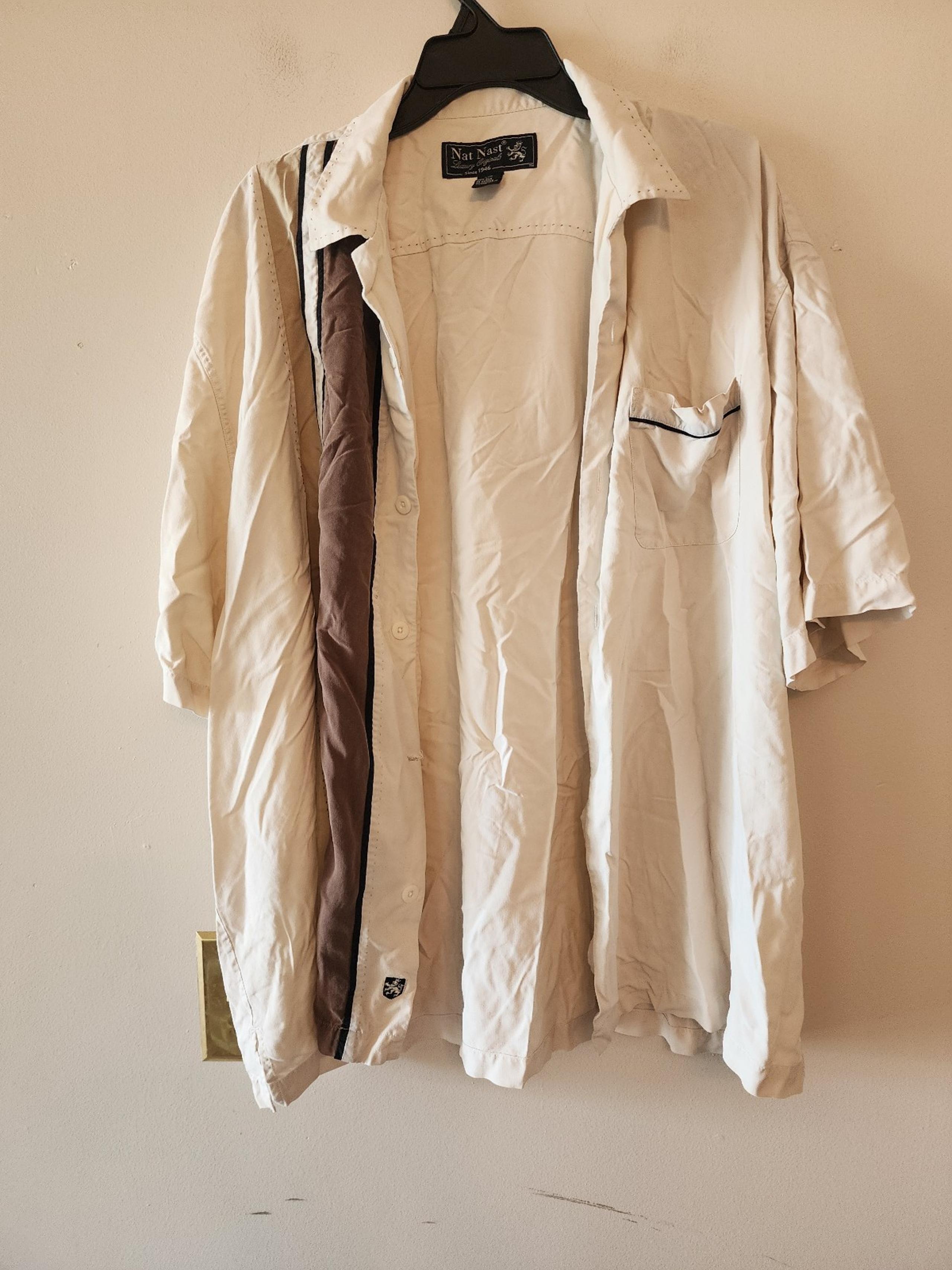 Nat Nast Luxury Originals 100% Silk Button Up Cream Shirt Size mens xxl