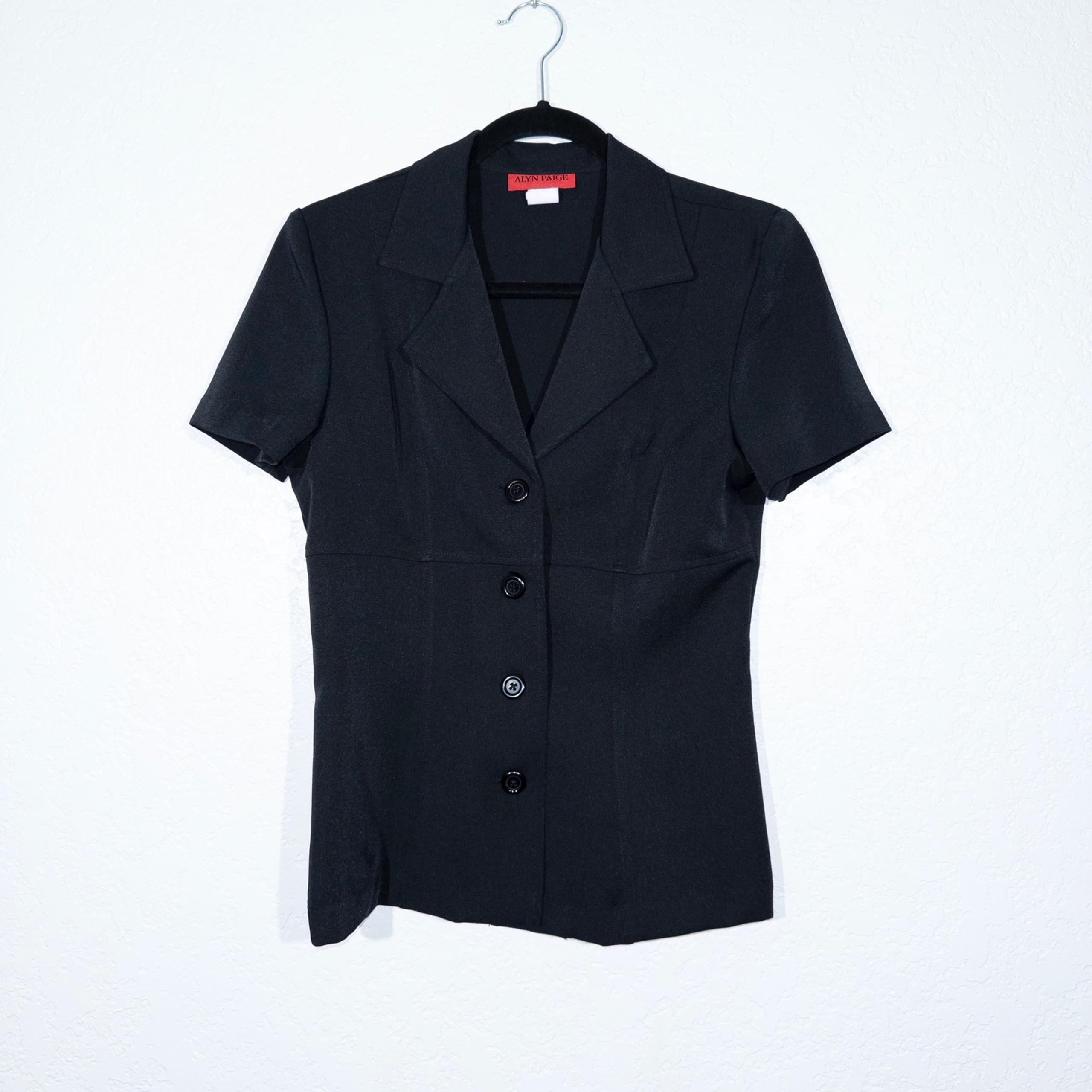 Alyn Paige Black Button Front Collared Blouse Size 6