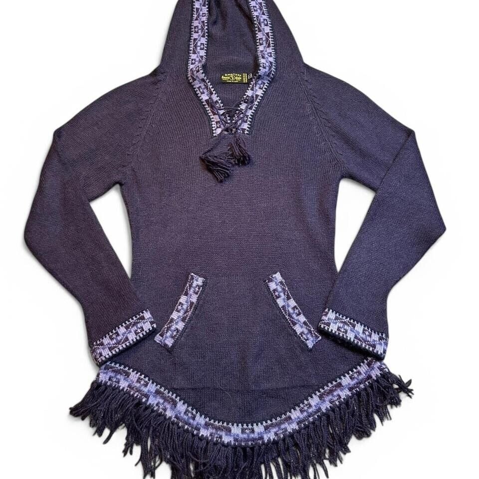 American South Side Alpaca Wool Sweater purple Hooded Size large