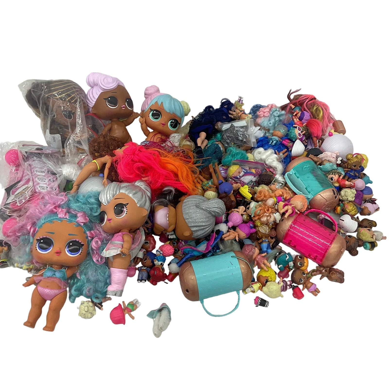 Huge LOT LOL OMG Surprise Big Lil Sistas Play Fashion Dolls Preowned MGA 25 lbs