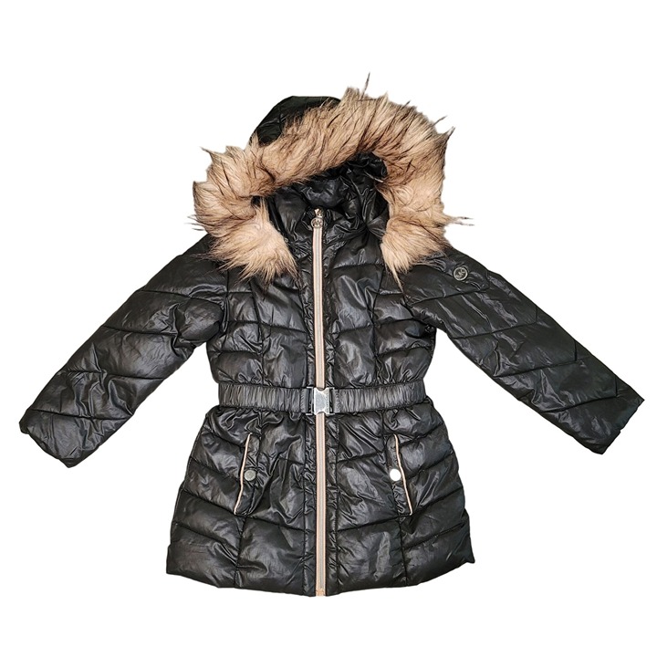 Micheal Micheal Kors Big Girls Stadium Length Belted Puffer coat fuzzy hood 5/6
