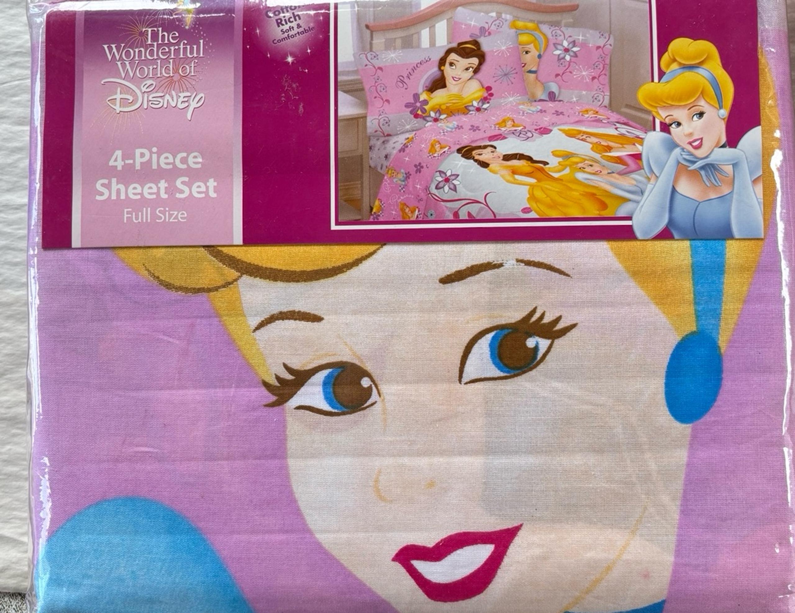 NIB - Disney Princess  - 4 piece Full Sheet Set- cotton rich