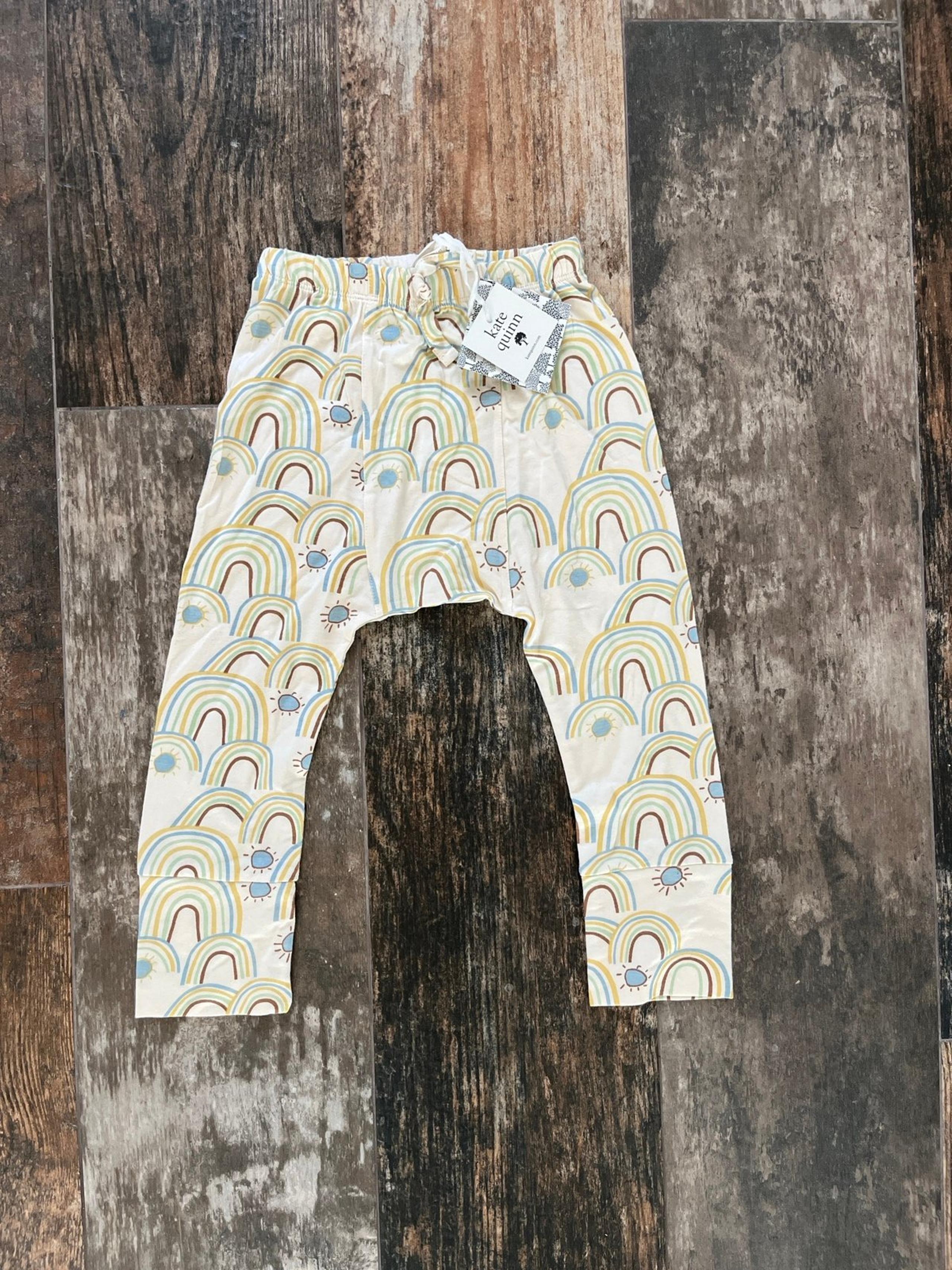 Kate Quinn RARE Rainbow Sun Panda Pant Neutral Blue Bamboo