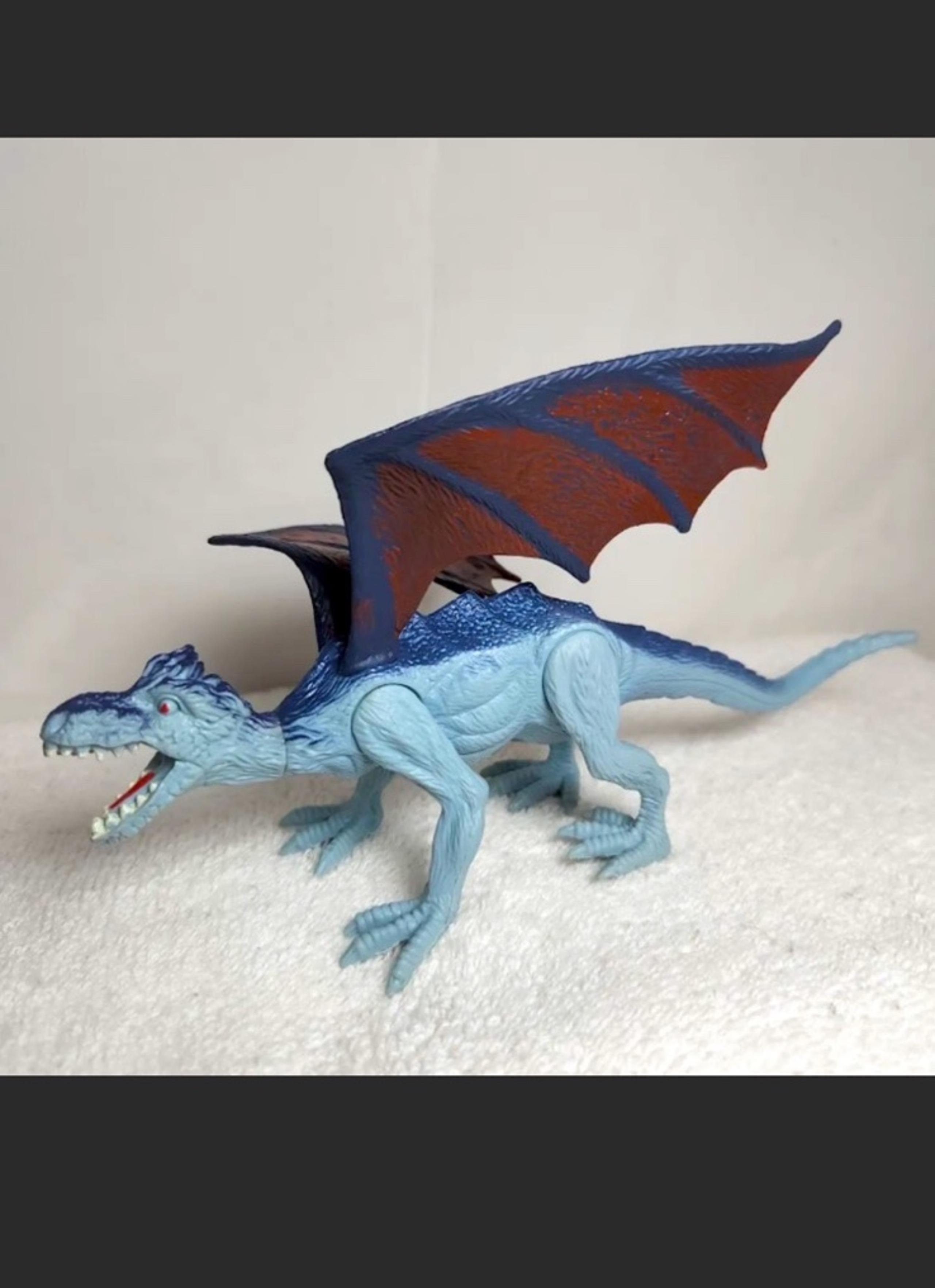 KID GALAXY Winged Dragon Poseable Action Figure Blue Orange 4"H x 8"L