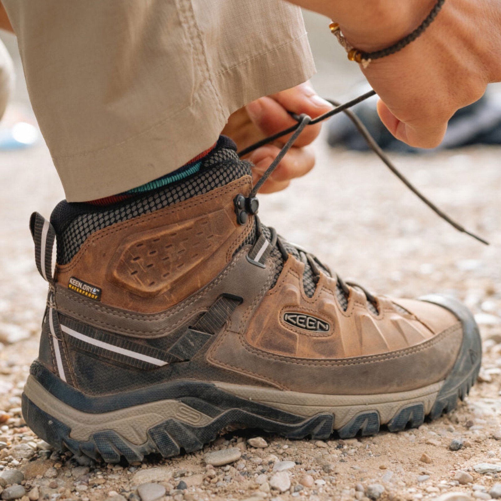 Mens Keen Targhee III Waterproof Mid Rise Hiking Boots Chestnut/Mulch