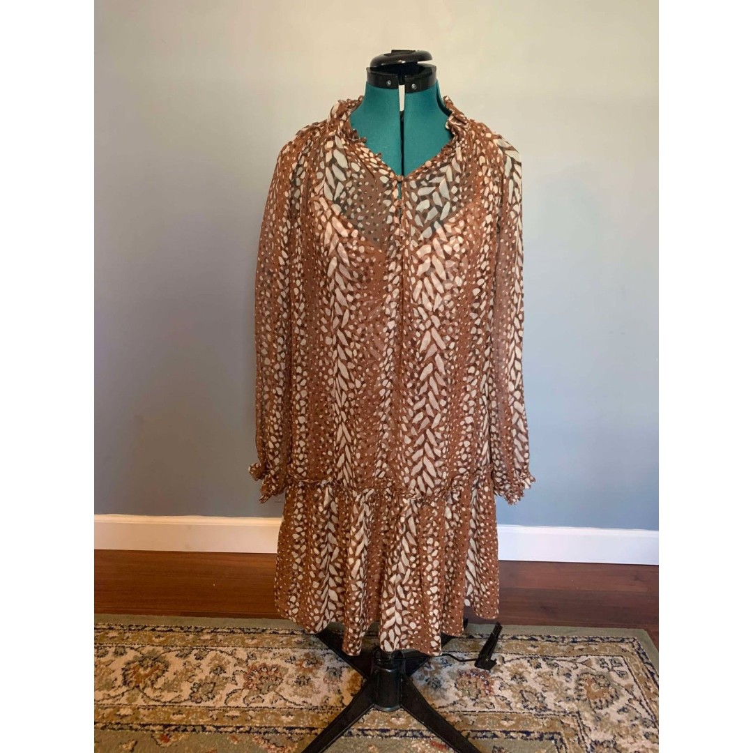 Christy Lynn NWT Jenny Dress Fall Brown Animal Print Ruffle Dress, size S
