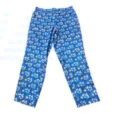 J.Crew Easy Pull On Print Pants Blue Floral Elastic Waist Lines Women’s Size 12