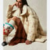 Free People Never Say Never Puffer Jacket Quilted Slouchy Collar Ivory Tan