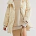 Free People Never Say Never Puffer Jacket Quilted Slouchy Collar Ivory Tan