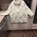 Free People Never Say Never Puffer Jacket Quilted Slouchy Collar Ivory Tan