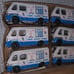 6 Mister Softee icecream tin friction trucks. Made in japan