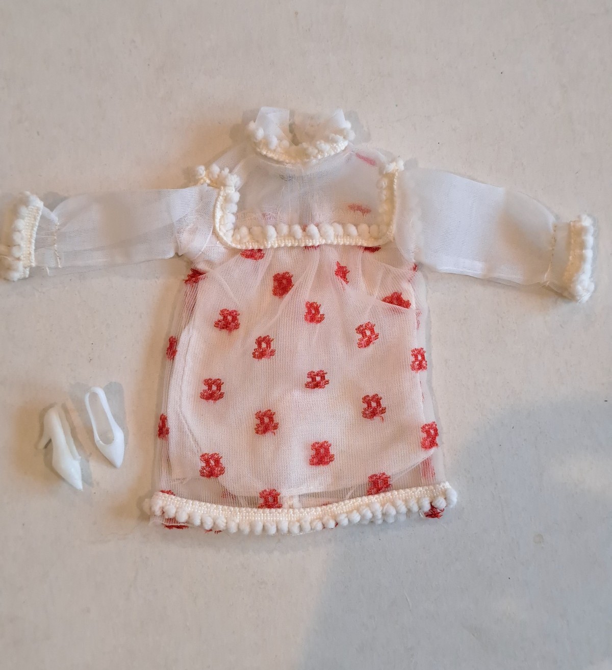 Vintage Barbie Maddie Mod Cherry Frappe White Red Dress White Shoes 1970s
