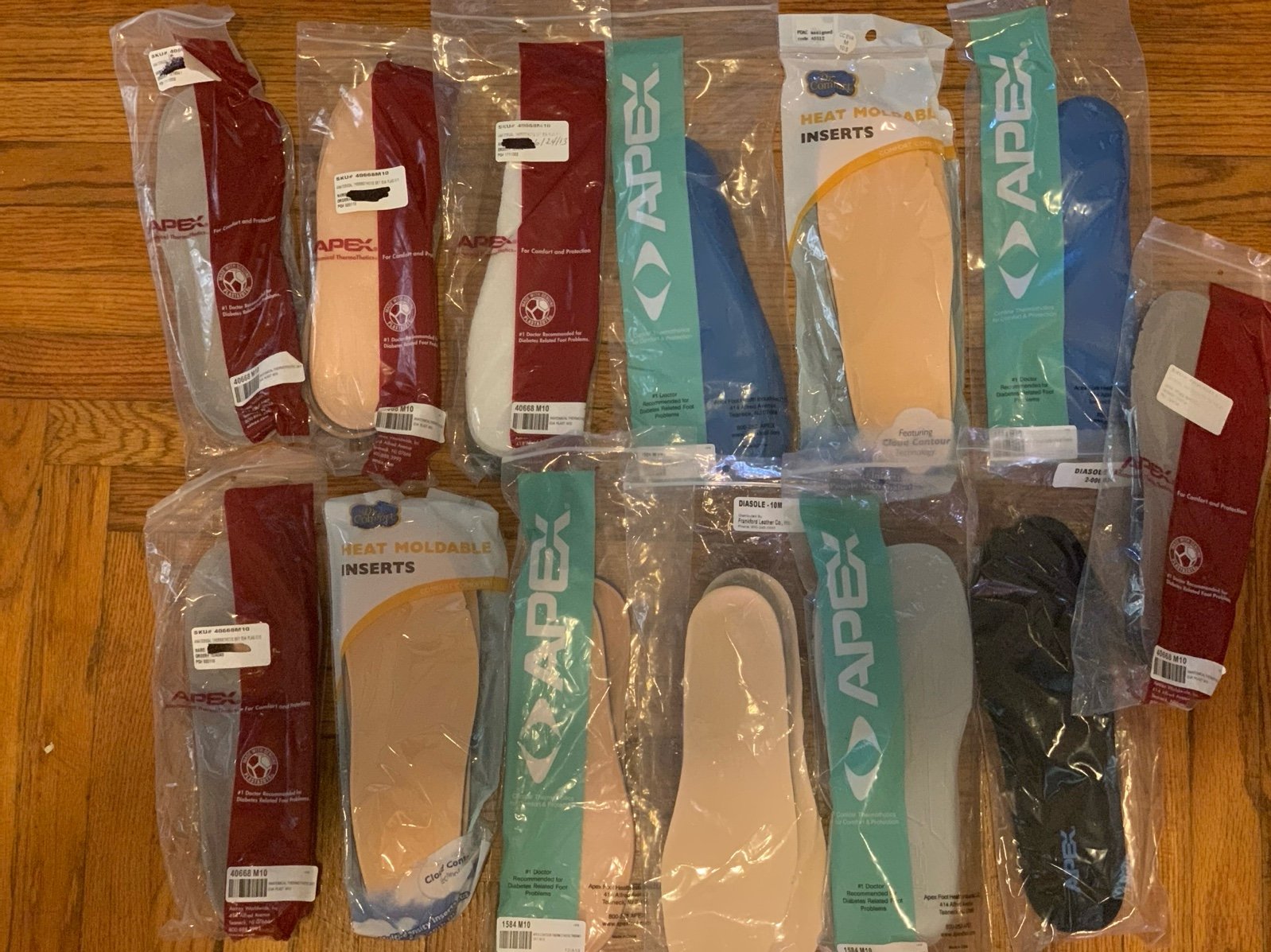 APEX Mens Size 10 Diabetic Foam Inserts Insoles Lot Of 13 New Factory Sealed