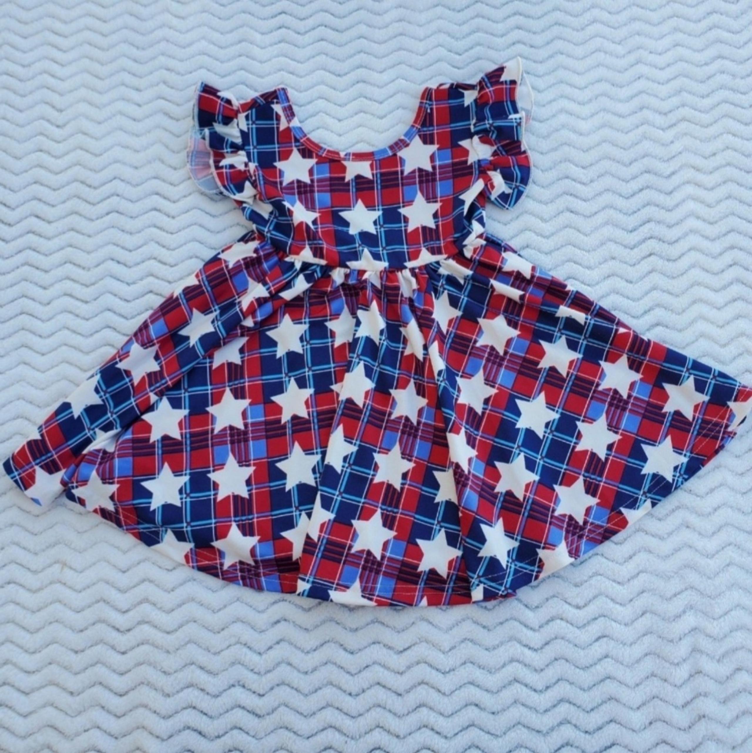 Dot Dot Smile size 12-24 months Patriotic Star Dress. Sleeveless flutter silky
