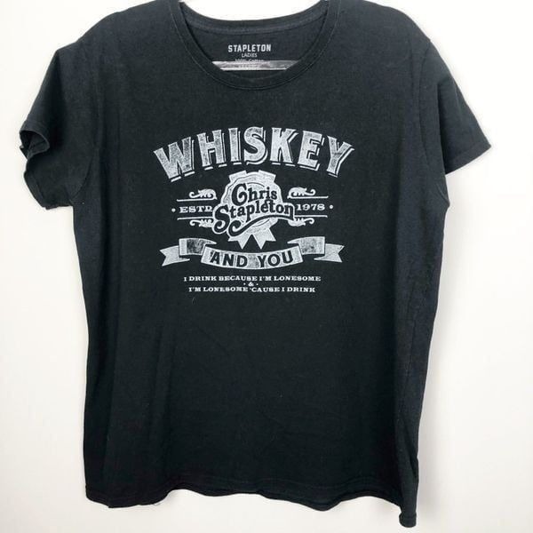 CHRIS STAPLETON | Whiskey and You Black Short Sleeve Tee Women’s Size XXL
