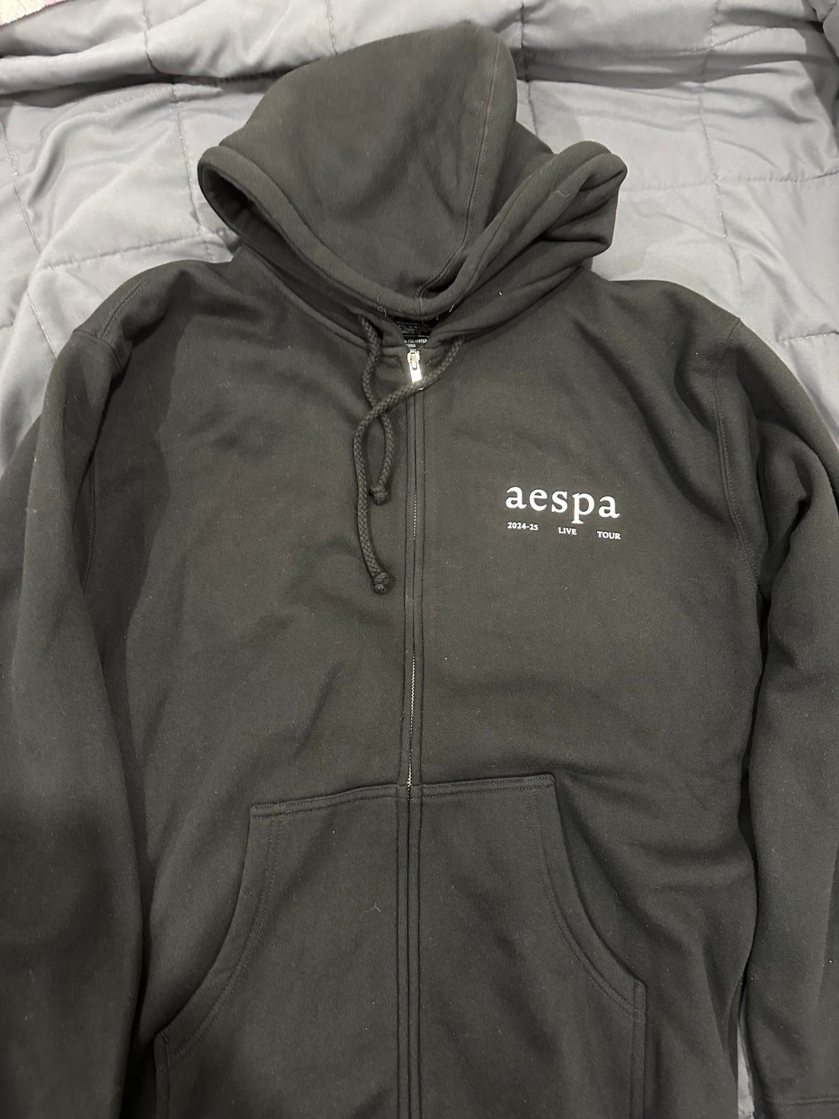 Official Aespa Synk Parallel Line Zip-Up Dateback Hoodie