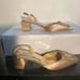 Badgley Mischka Emmie Block Heel Warm Nude Satin Slingback Crystal Buckle Sandal
