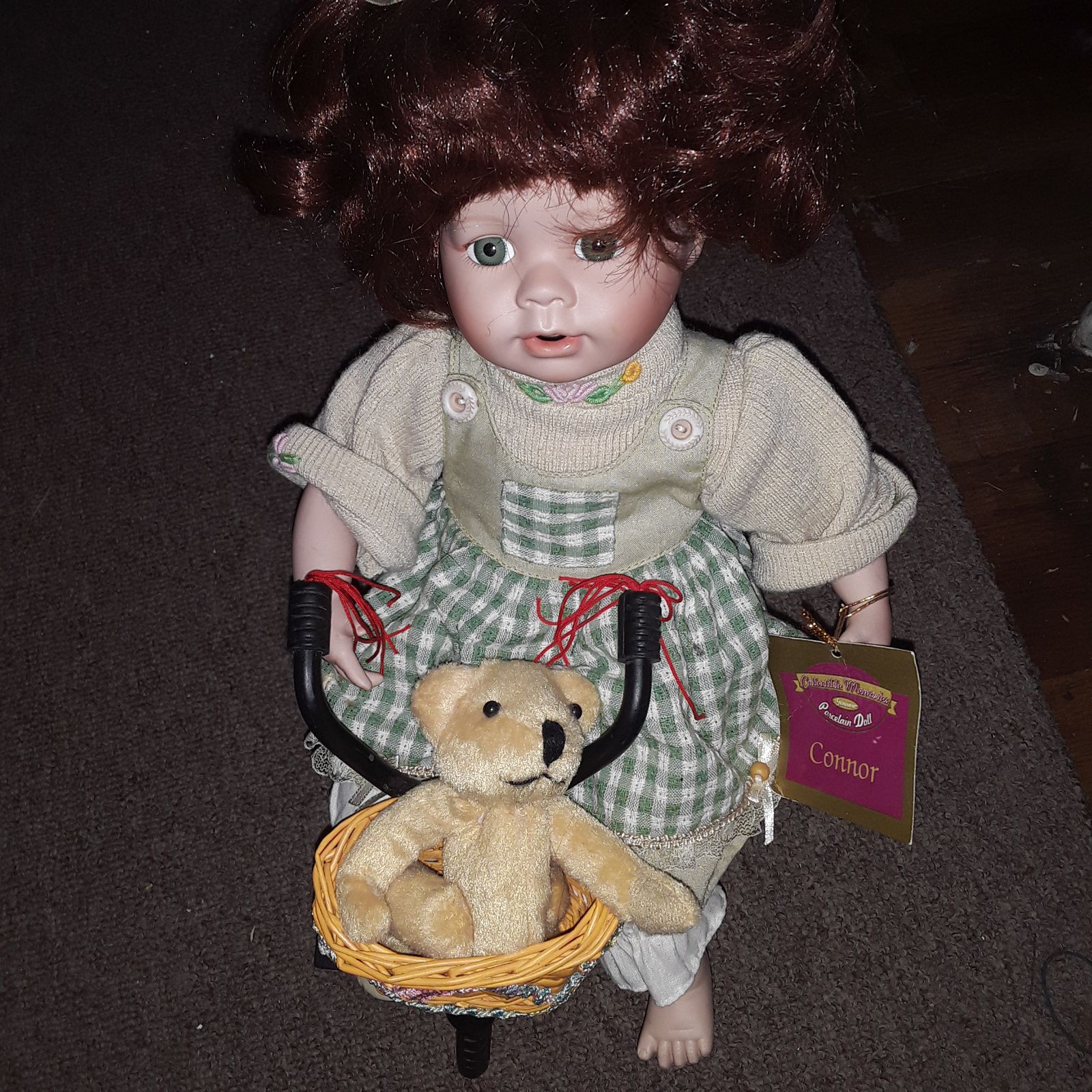 Seymour Dolls Ted Head riding bike Named