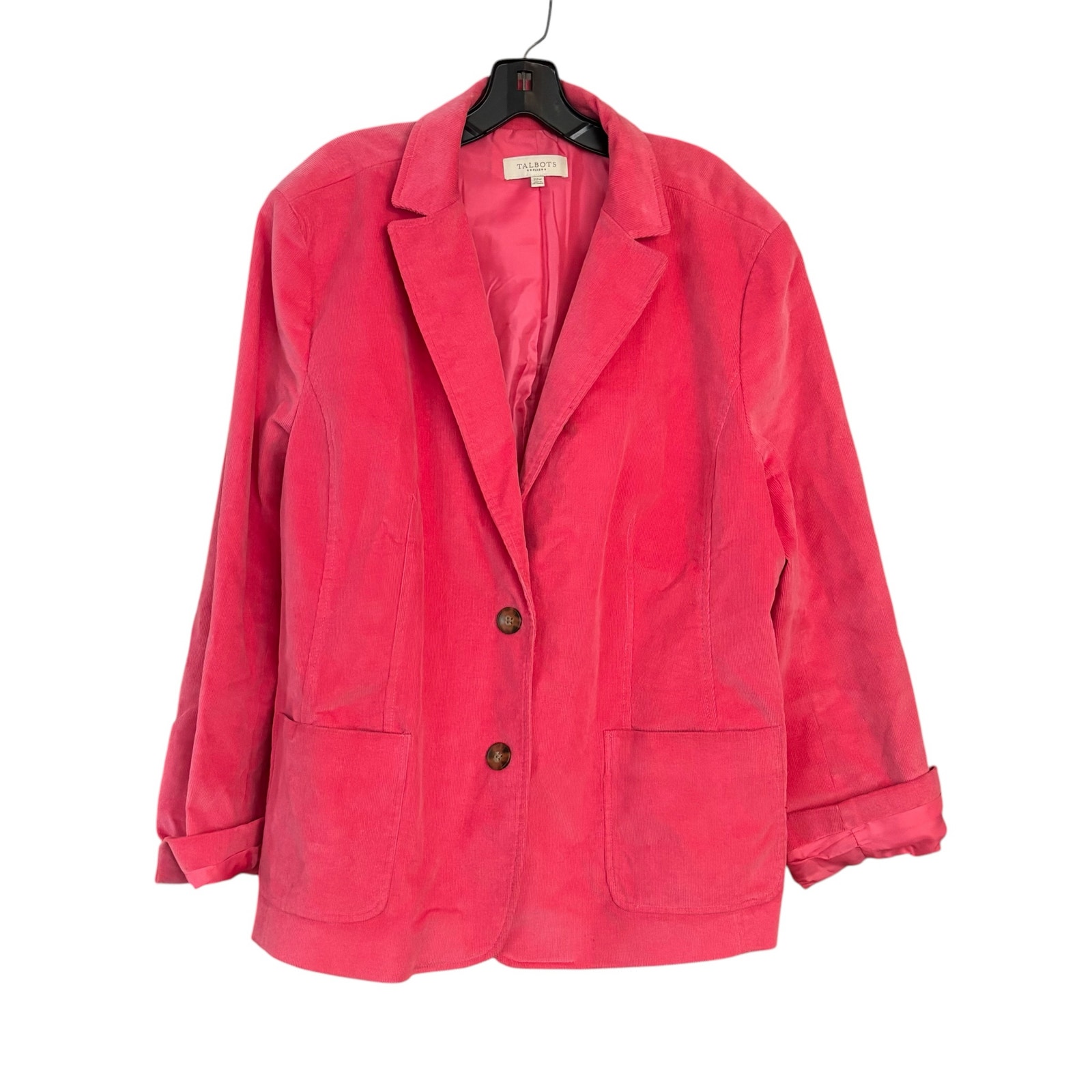 Talbots Corduroy Blazer Jacket 22W 2 Button Front Pink Academia Soft Lined