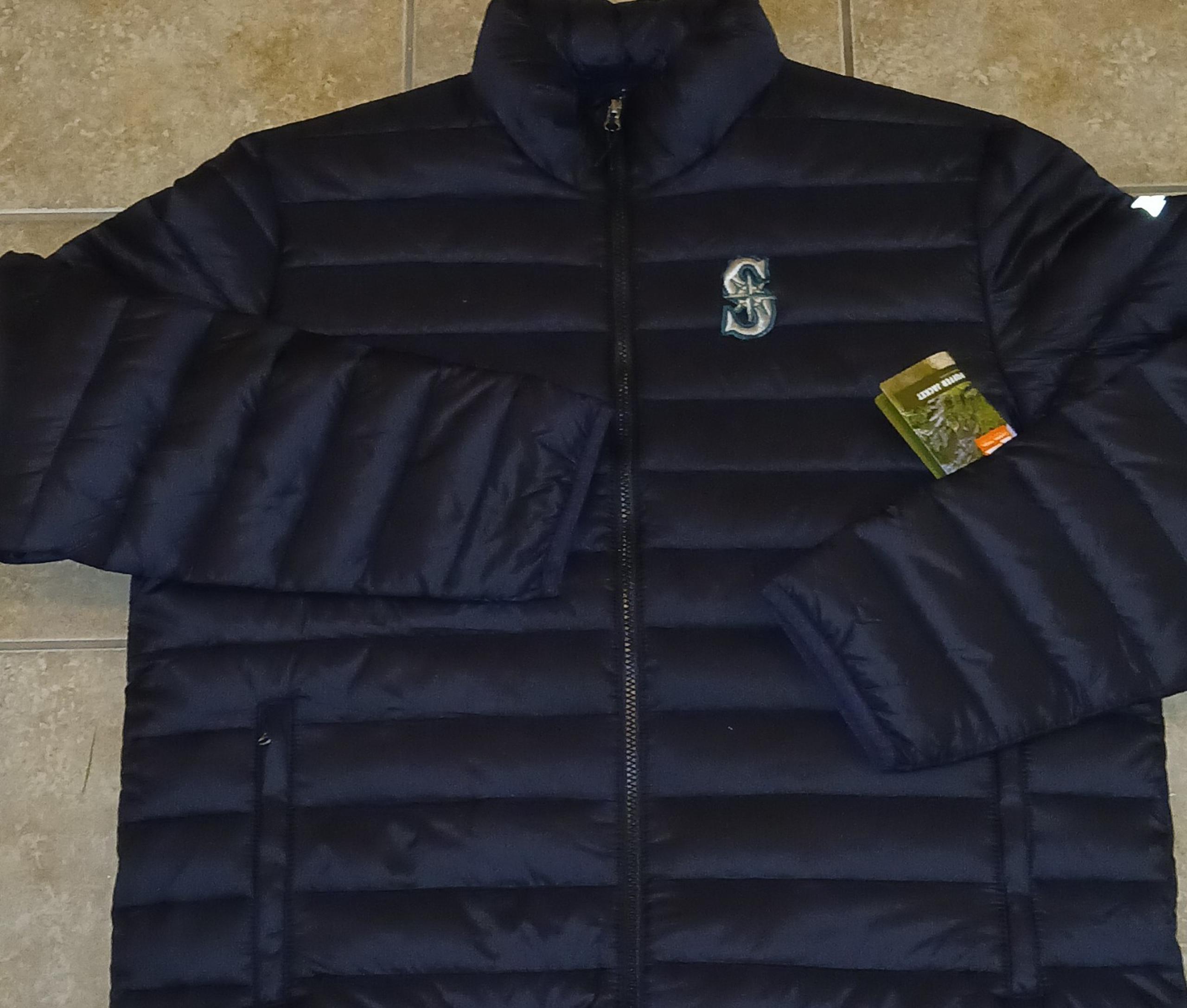 Seattle Mariners Men's Full Zip Puffer Jacket Coat NWT embroidered stitched team