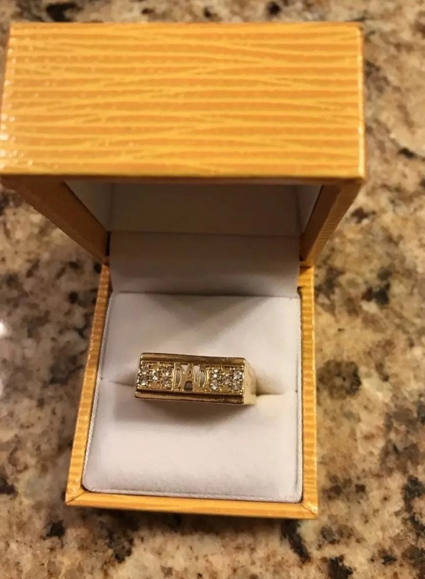 10K Gold Plated Men's Ring W/ 10CZ
