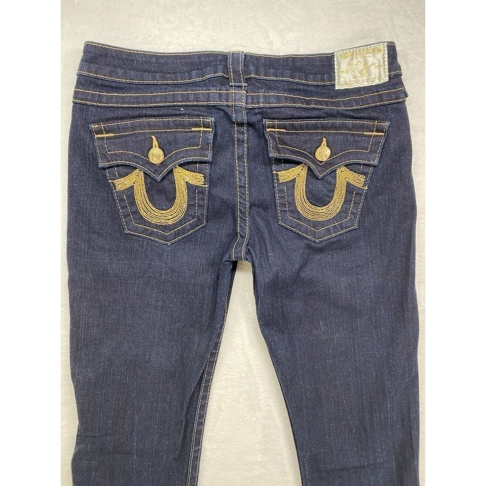True Religion Women's Billy Low Rise Straight Dark Jeans Size 32x34