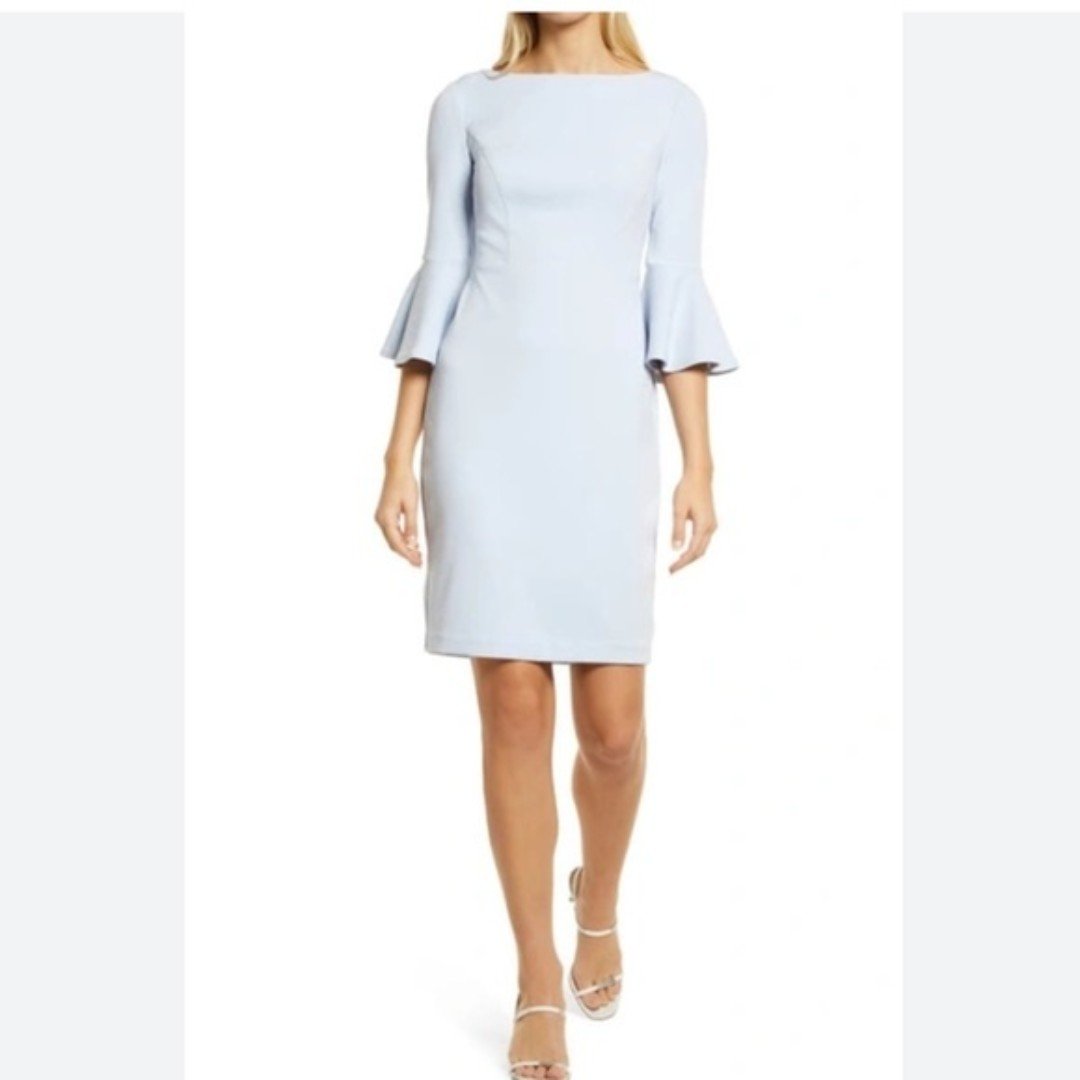 Harper Rose Bell Sleeve Bateau Neck Sheath Dress Color Skirt Size 12