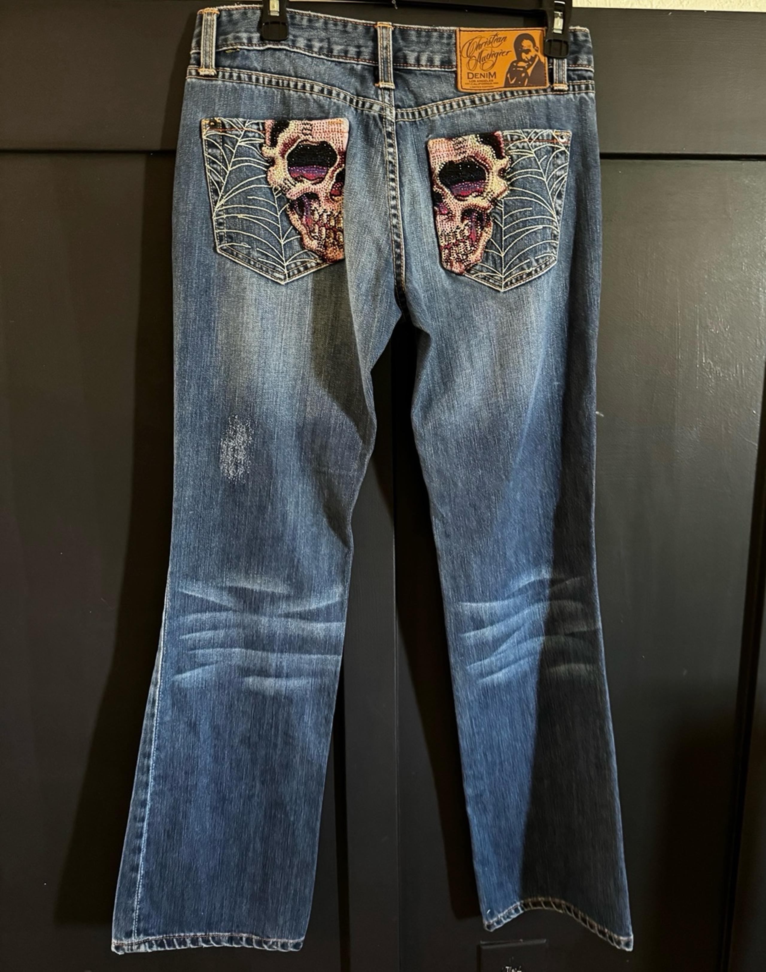 Vintage limited edition Christian Audigier jeans for women Ed Hardy style skull