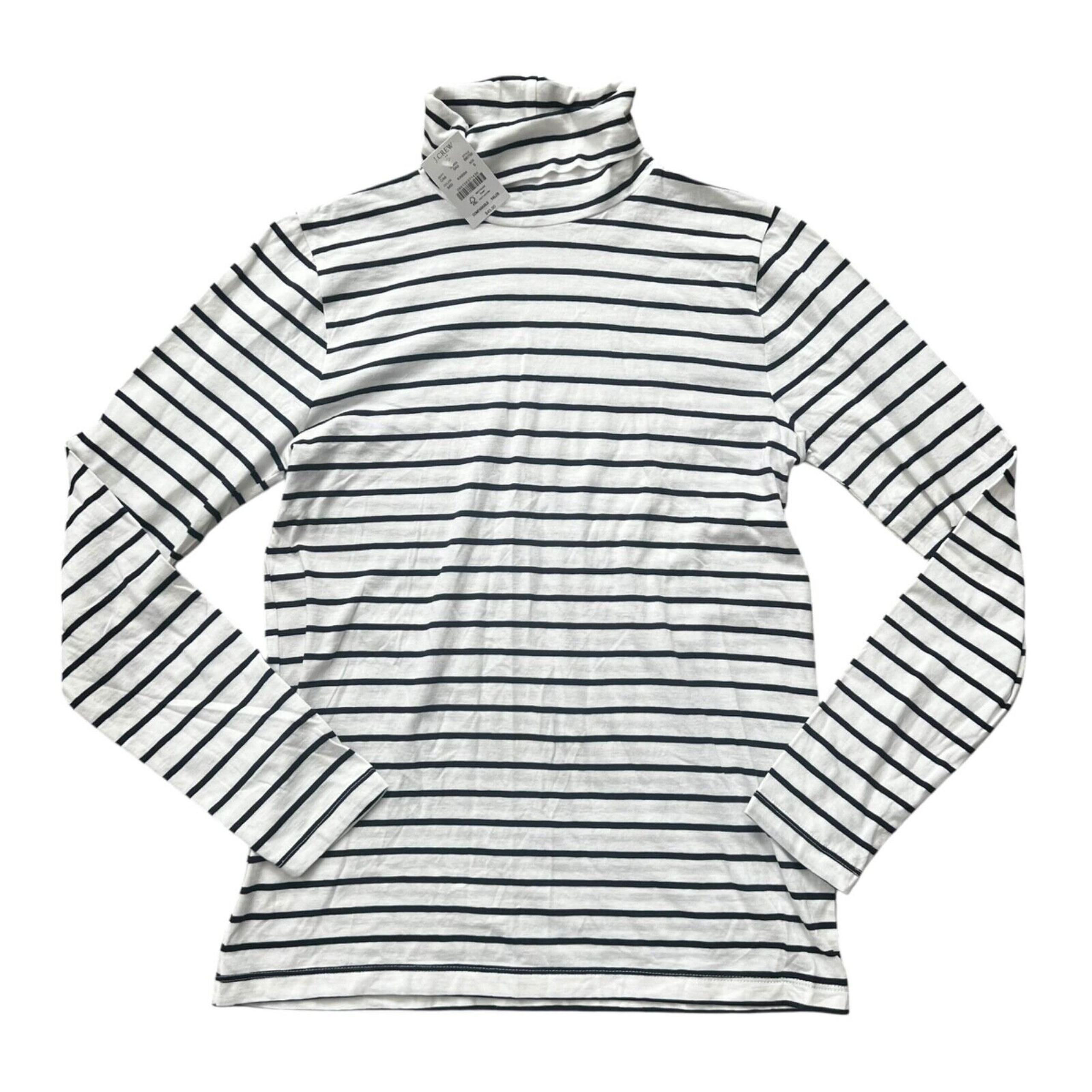 J.Crew Top Women’s Size S Blue Stripe White Turtleneck Classic Nautical Coastal