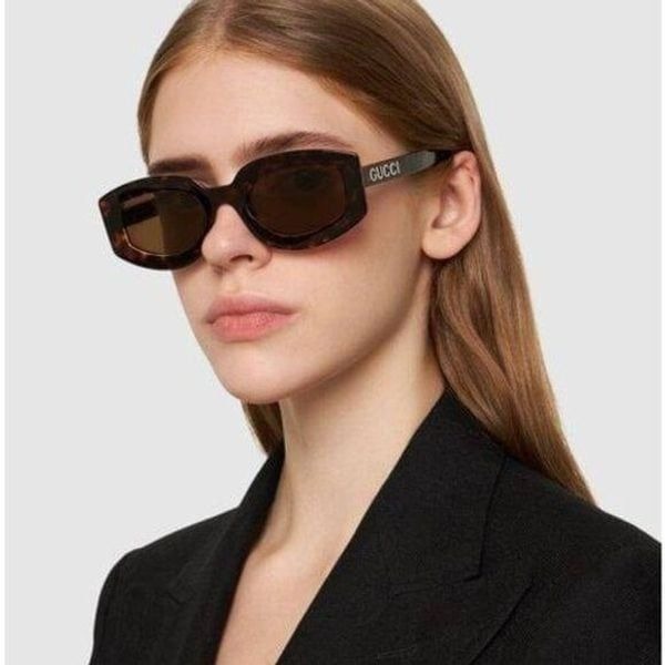 New Gucci GG1719S 002 Sunglasses - Havana Frame, Brown Lenses