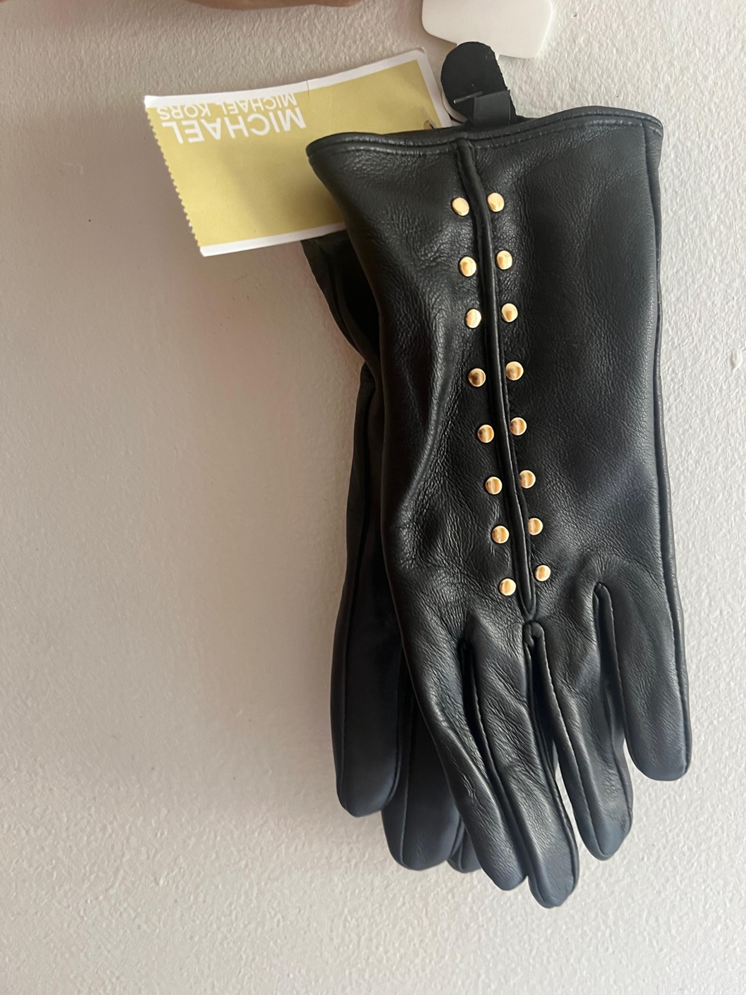 NWT Michael Kors black studded leather gloves