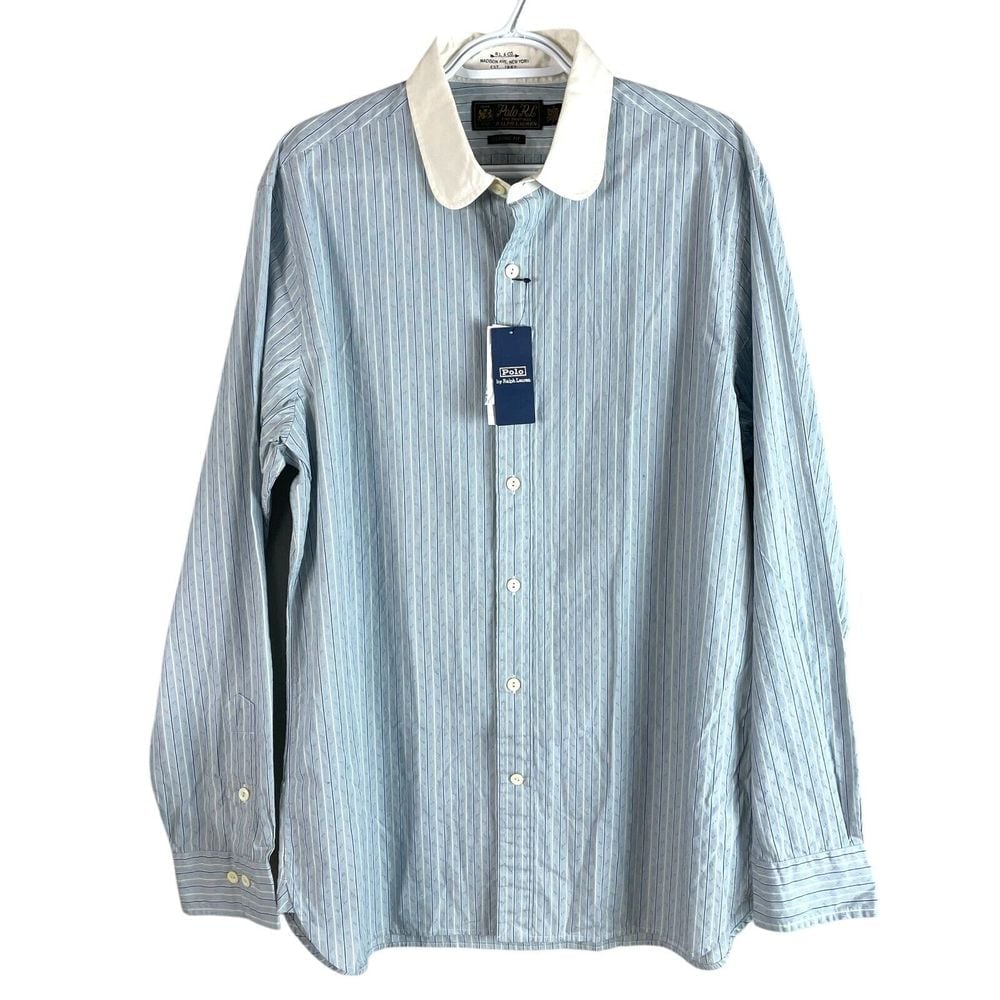 NEW Polo Ralph Lauren Mens Classic Fit Striped Dobby Shirt Large 17 Cotton 168