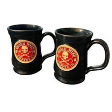 Death Wish Coffee Mugs (2)Cup 2017 Hand Thrown Deneen Potery made in USA Black