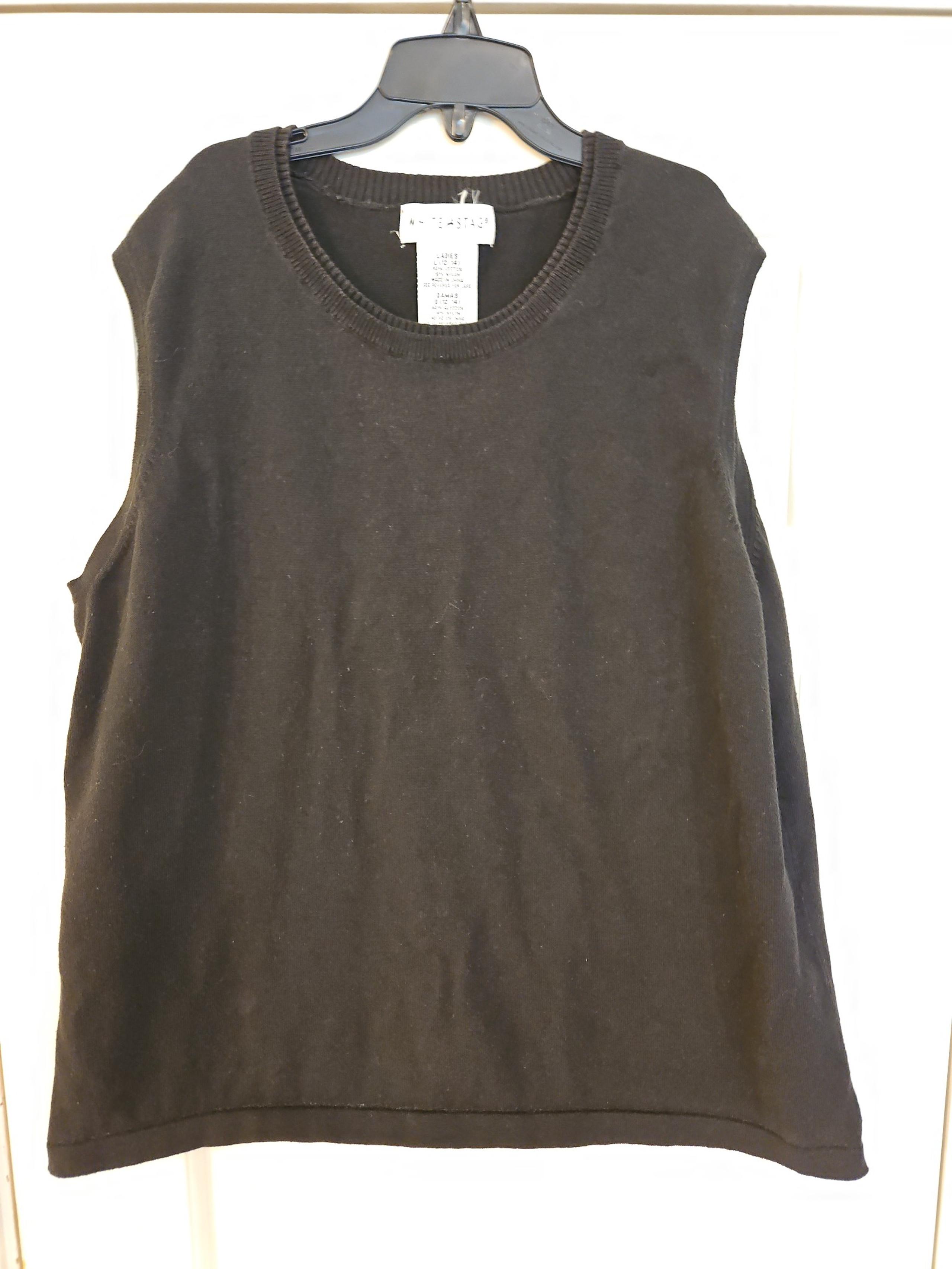 White Stag sleeveless knit top. Black pullover.