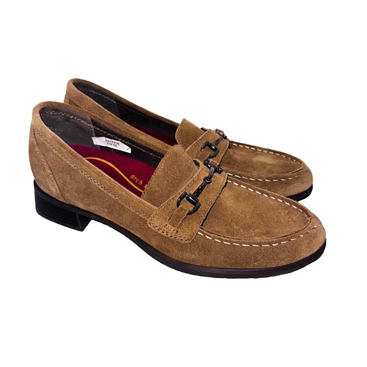 Munro Gryffin Bit Loafer Womens Tan Suede Loafers Arch Support 7.5N Comfort Shoe