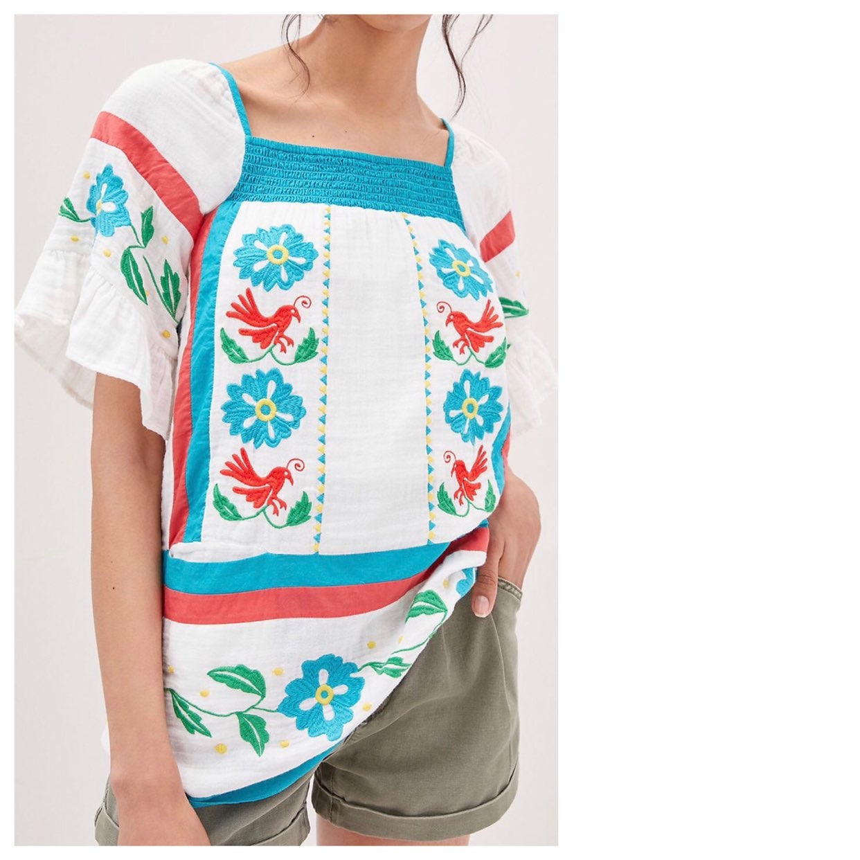 NWT ANTHROPOLOGIE SEEN WORN KEPT EMBROIDERED TUNIC BLOUSE SIZE 4