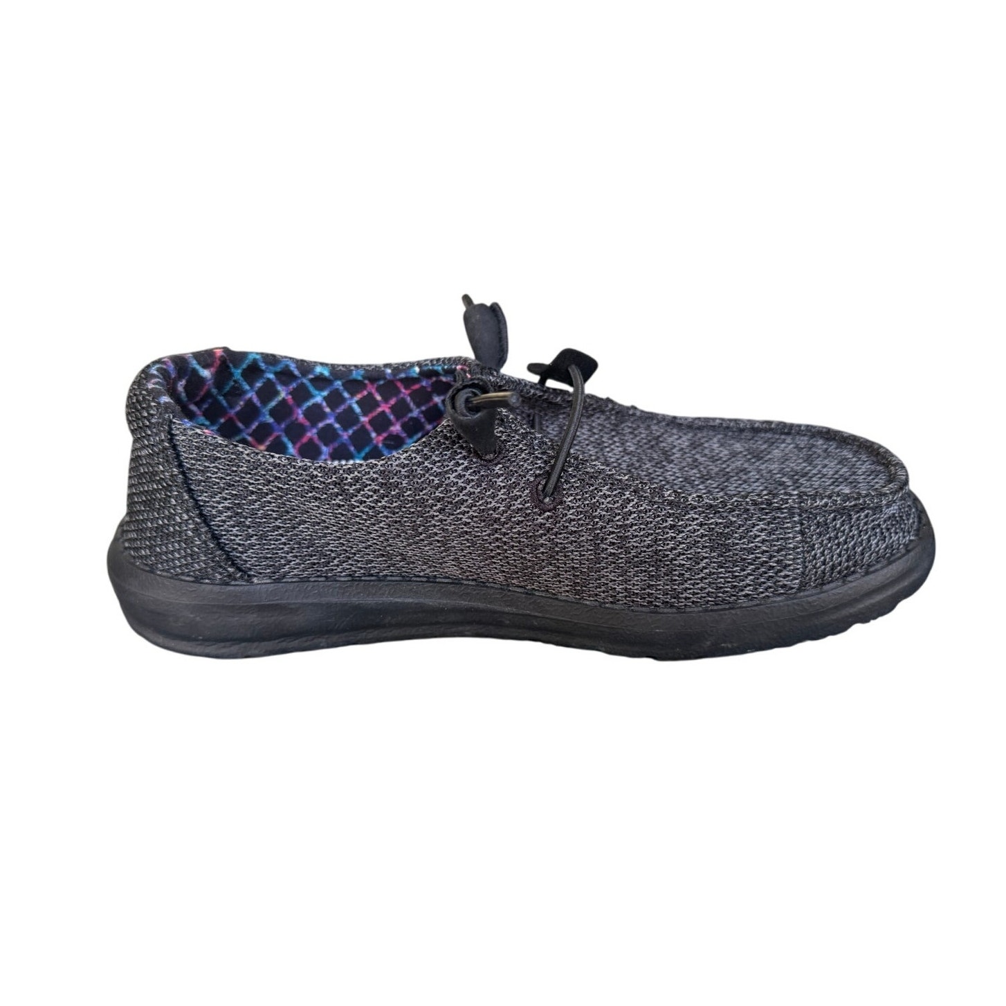 HEY DUDE Wendy Sox Micro Total Black; women’s size 5, dark gray