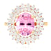 3.25CTW Oval Pink Tourmaline Simulated Diamond Halo 14K Gold Cocktail Ring