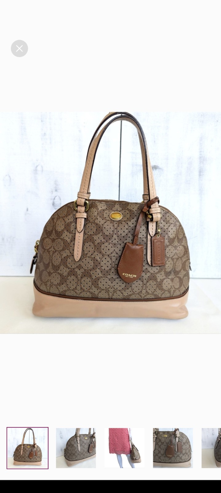 Coach Cora Dome Peyton Perforated Leather Signature C Satchel