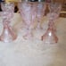 5 Pink Goblet Glasses With Matching Candlesticks