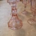 5 Pink Goblet Glasses With Matching Candlesticks