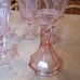 5 Pink Goblet Glasses With Matching Candlesticks