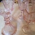 5 Pink Goblet Glasses With Matching Candlesticks