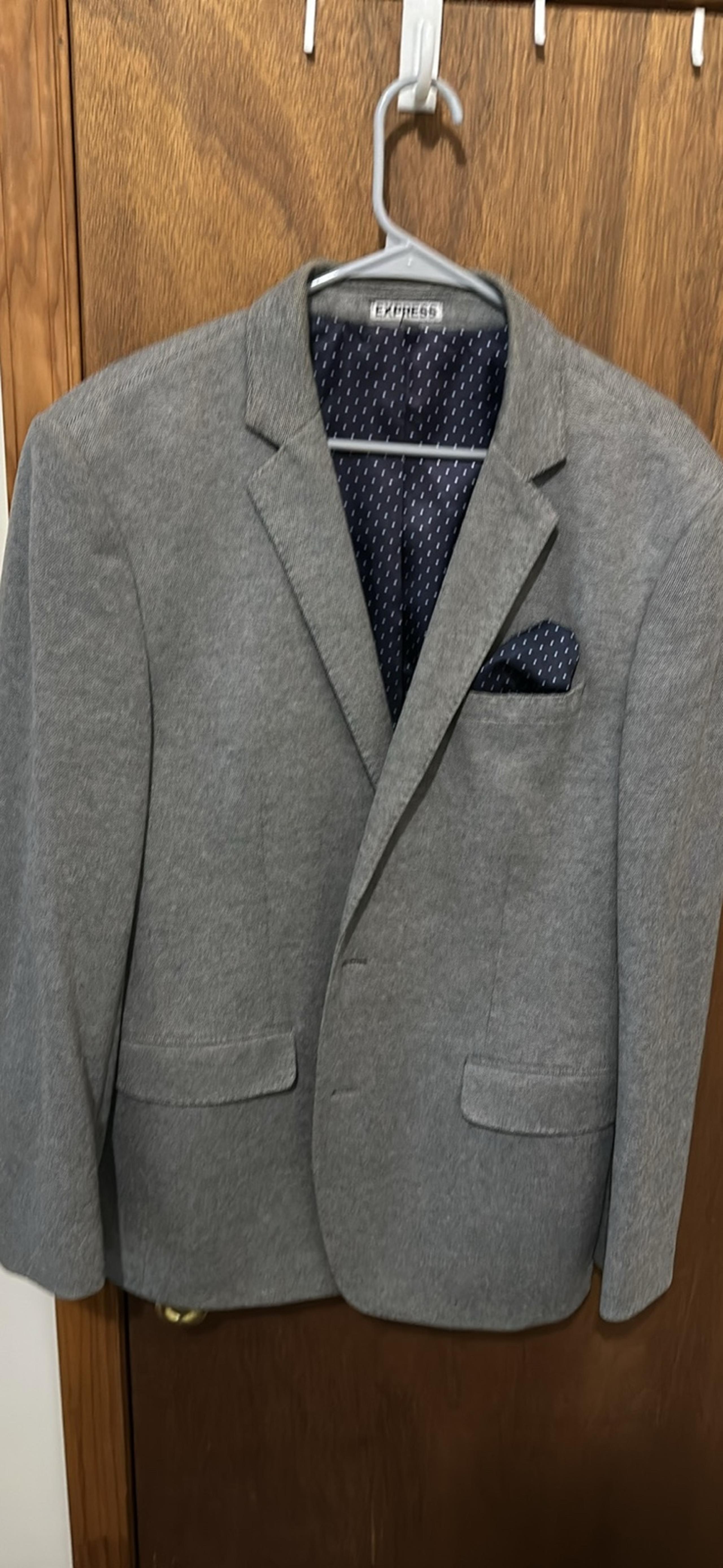 Express Photographer Blazer Mens 40L Grey Fitted Suit Jacket Sport Coat