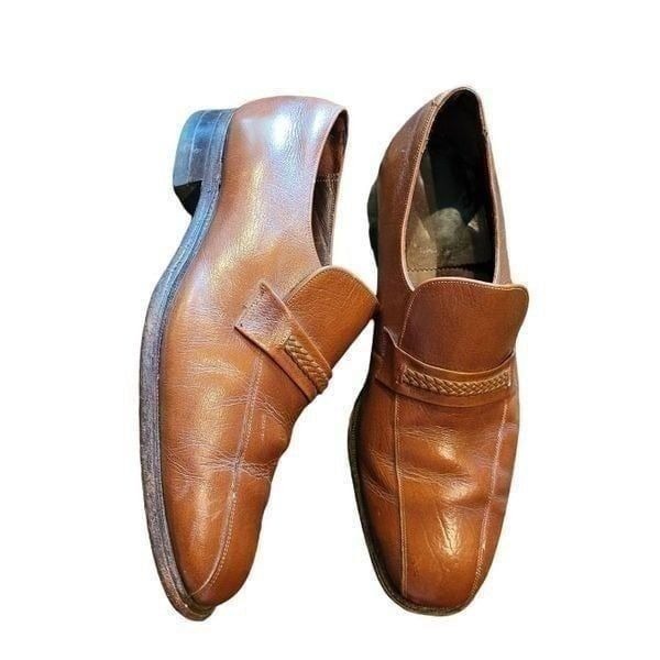 Florsheim Shoes Men's 10.5 Brown Vintage Leather Braided Oxford Dress