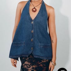 Lioness Hills Halter Denim Top
