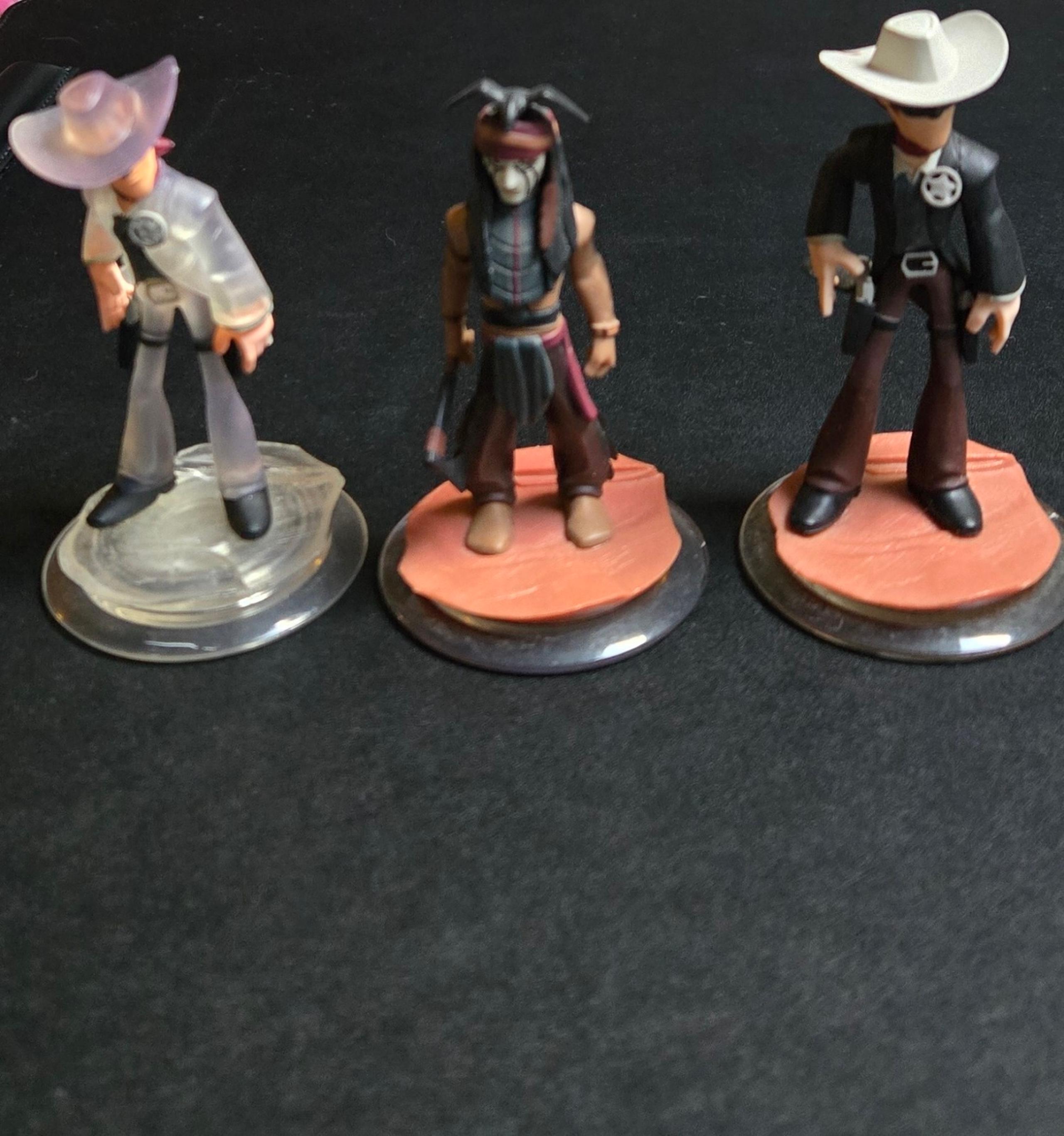 Disney Infinity Fogures Games Lot The Lone Ranger, Crystal Lone Ranger, and Tont