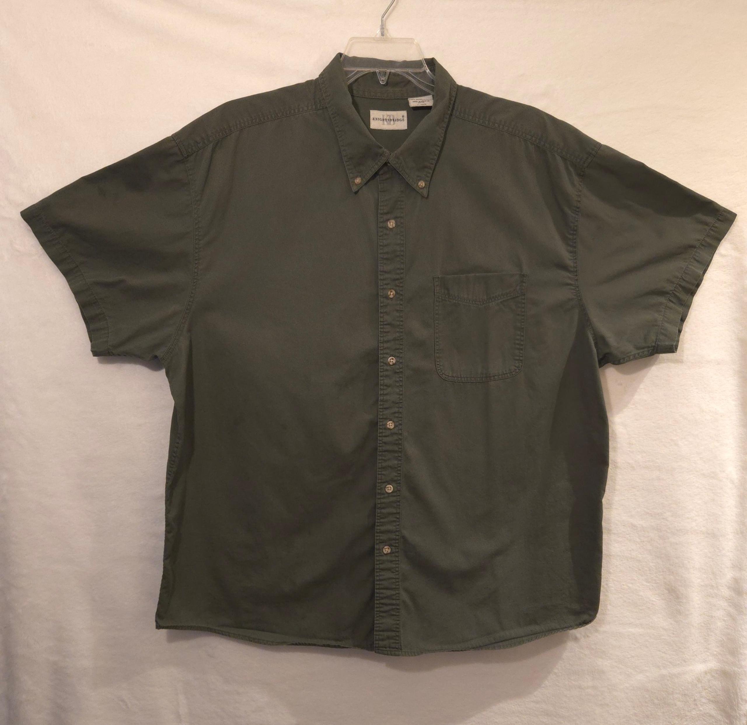 Knights Bridge Men's (Size 2XL, Dark Green) Casual Button Up Pocket Shirt