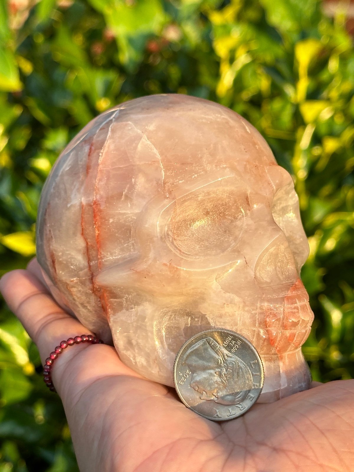 Fire Quartz Skull Carving