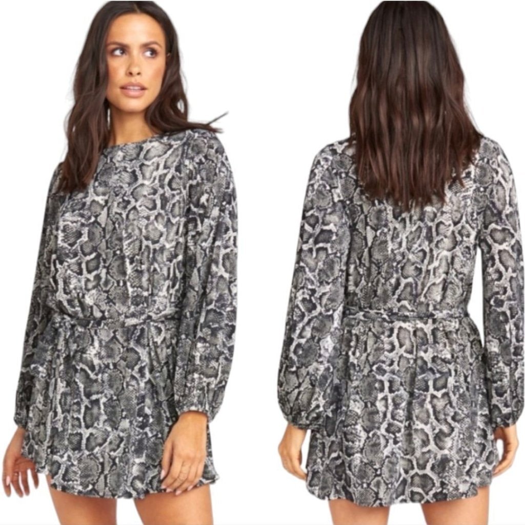 Show Me Your MuMu Geller Mini Wrap Dress Balloon Sleeve XS NWT Viper Print